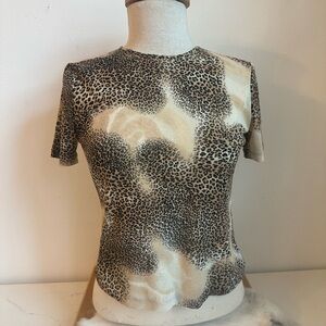 Vintage Le Suit Leopard Print Short Sleeve Top